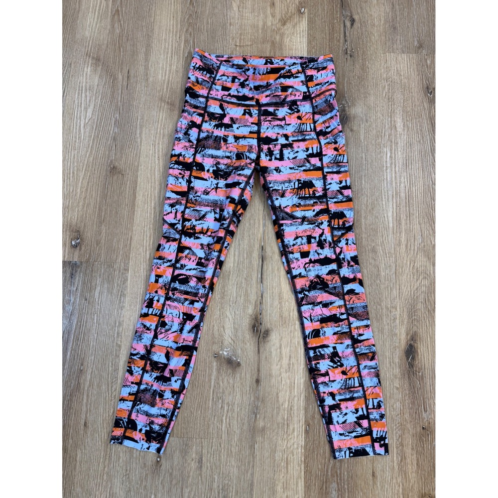 Lululemon Minimalist Speed Up Tight Women 6 Pink Orange Blue Abstract Print